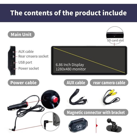 Portable Touchscreen Car Stereo with Wireless CarPlay (6.86") - Picture 6 of 7